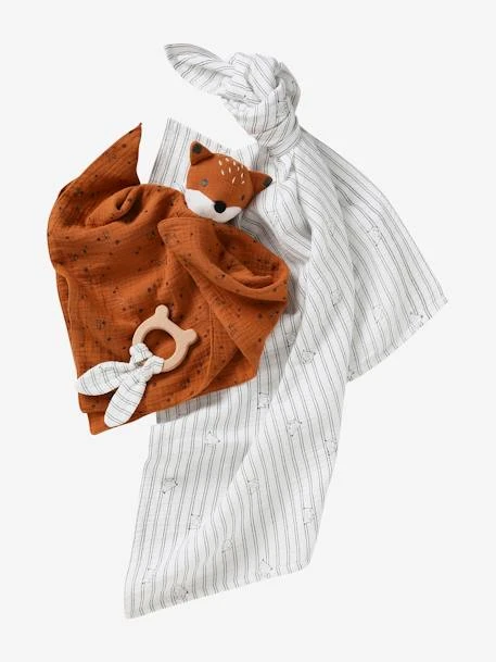 Coffret Cadeau 3 Pièces : Lange + Doudou + Hochet Rose - Vertbaudet - Image 2