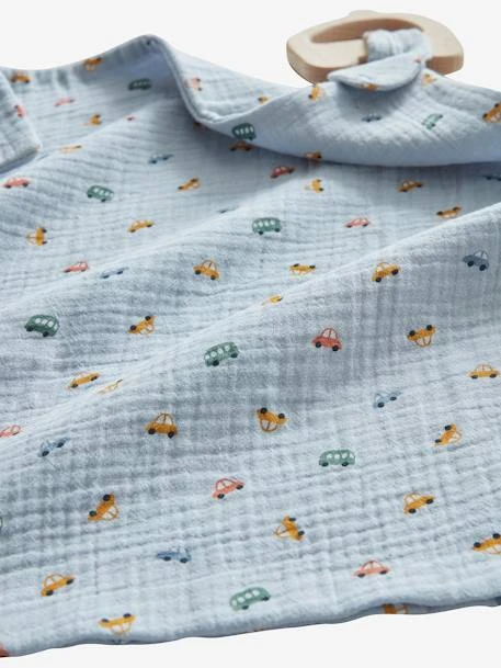 Doudou En Gaze De Coton + Hochet Bois EN VOITURE SIMON Multicolore - Vertbaudet - Image 5