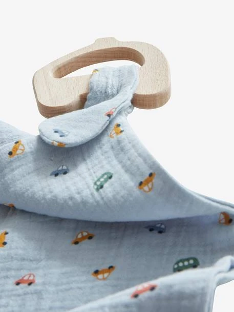 Doudou En Gaze De Coton + Hochet Bois EN VOITURE SIMON Multicolore - Vertbaudet - Image 6
