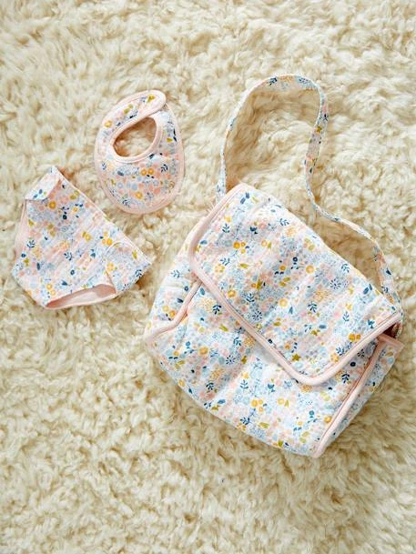 Sac à Langer Poupon + Couche + Bavoir En Gaze De Coton Rose - Vertbaudet - Image 3