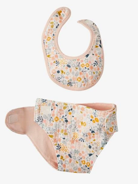 Sac à Langer Poupon + Couche + Bavoir En Gaze De Coton Rose - Vertbaudet - Image 5